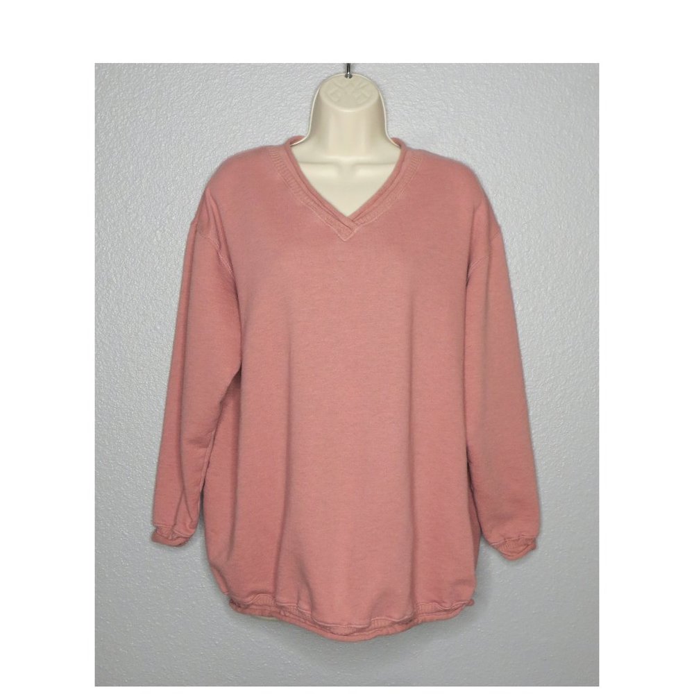 Styles To Go Rolled Hem / Trim V-Neck Long Sleeve Top - Size: XL - EUC